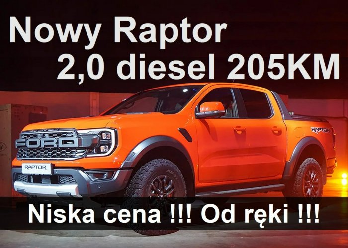 Ford Ranger Raptor Nowy Raptor 2,0 diesel 205KM Elektryczna Roleta Niska cena 3685zł