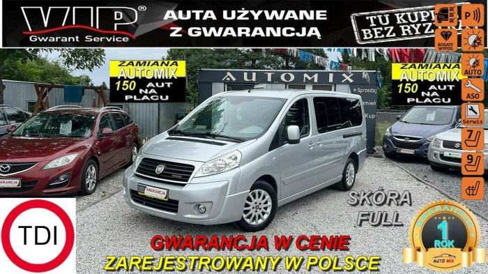 Fiat Scudo Przebieg!! LONG!! 2,0 HDI136KM,Panorama,2 X drzwi przesuwne,SKÓRA!8Os II (2007-)