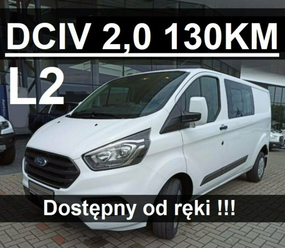 Ford Transit Custom Brygadowy 6-osob. 130KM Kamera DużyEkran PakietPremium od ręki 2049 zł