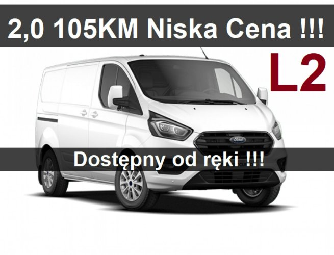 Ford Transit Custom L2 105KM  L2  Super Niska Cena Dostępny od ręki  Niska Cena 1490zł