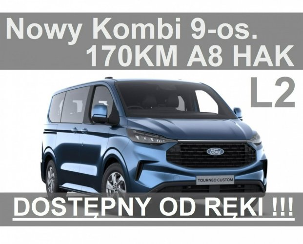 Ford Transit Custom Nowy Kombi L2 A8 170KM Limited 9-os. Kamera Tempomat akt. od ręki 2660