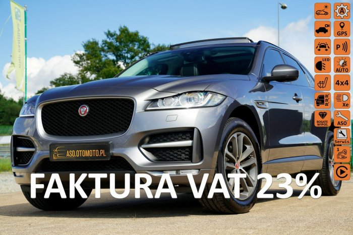 Jaguar F-PACE R SPORT 4x4 NAWI panorama SKORA line asist BIXENONY grzane fotele MAX