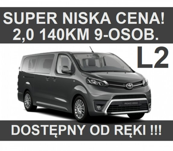 Toyota Proace Verso 2,0 140KM 9-os. Pakiet Clim&Touch Dostępny od ręki Niska Cena 2046zł