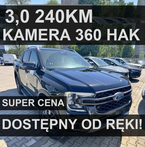 Ford Ranger Wildtrak 3,0 240KM 4x4 RoletaHak Kamera360 Od ręki Niska Cena 3455 zł VI (2022-)