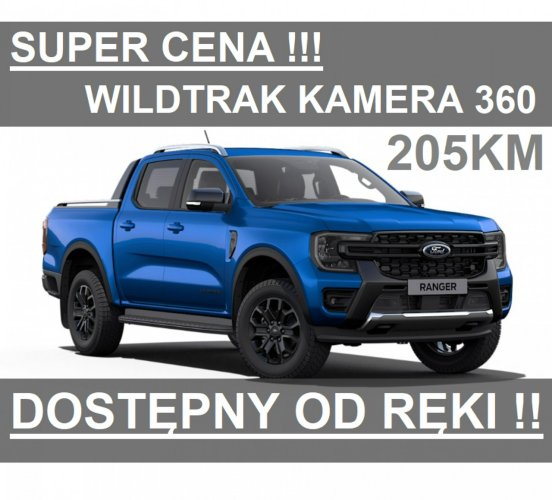 Ford Ranger Nowy Ranger Wildtrak 205KM 4x4 Rolera Kamera 360 Niska Cena 2561 zł VI (2022-)