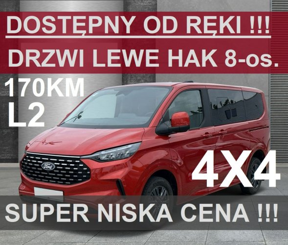 Ford Tourneo Custom 4x4 L2 Nowy Titanium 170KM Akt.Tempomat  Dost. od ręki Niska Cena 3231