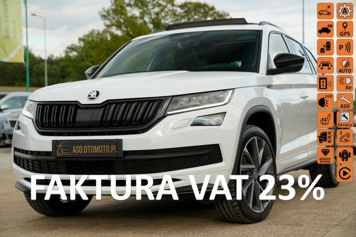 Škoda Kodiaq SPORTLINE acc kamera FUL LED skóra PANORAMA zawieszenie ADC manetki F1 I (2016-2024)