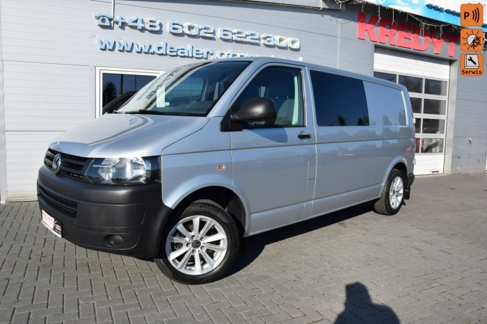 Volkswagen Transporter 2.0TDI LONG 100% bezwypadkowy Serwis ASO 5-osób Brygadówka 185tys.km