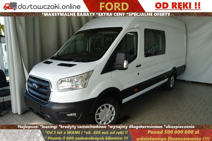 Ford Transit L4H3 2.0 170KM Trend Furgon Brygadowy, DCIV 6 miejsc, OD RĘKI !!