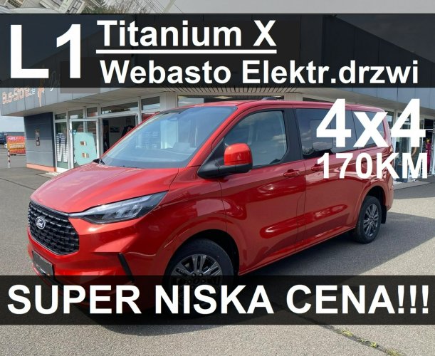 Ford Tourneo Custom 4X4 L1 Nowy Titanium X  Drzwi elek. Webasto Skóra Hak Od ręki ! 3429zł