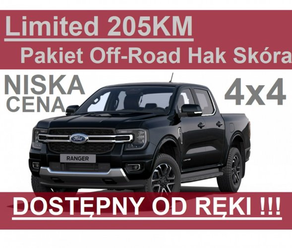 Ford Ranger Nowy Ranger Limited 205KM 4x4 Pakiet Off-Road Niska Cena  2328 zł VI (2022-)